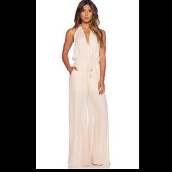 Haute Hippie DEEP V Halster Onesie in Peach XS