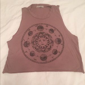 Brown hipster sun crop shirt