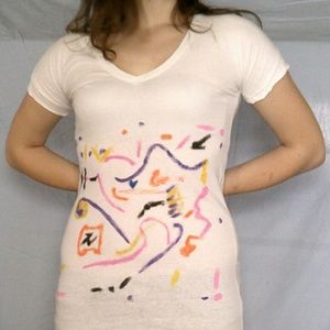 White tee shirt with painted design