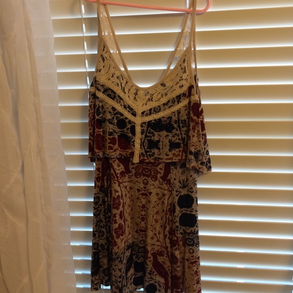 Short Blue and Maroon Lacy dress