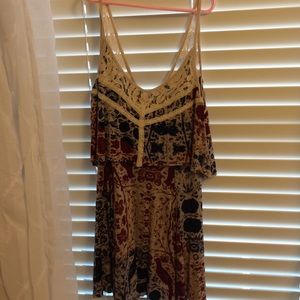 Short Blue and Maroon Lacy dress