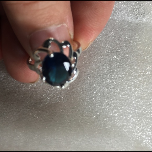 Sterling Silver .925 Teal Blue CZ Ring Size 6 - Picture 3 of 7