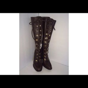 Michael Kors Jolene Knee High Lace up Brown Boot
