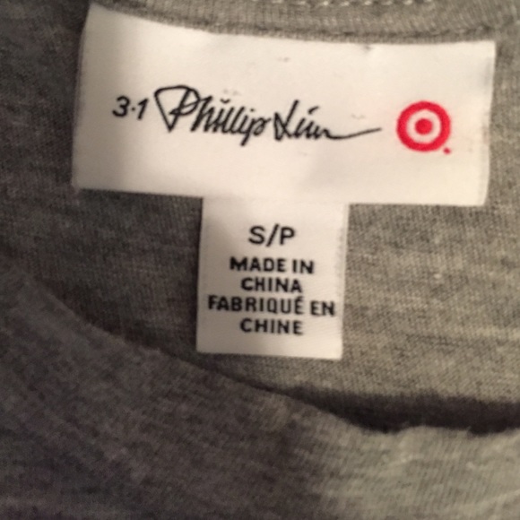 asymmetrical grey top w/ rhinestone design - Picture 3 of 3