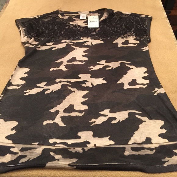 Reduced Camouflage w/black lace sleeveless shirt.