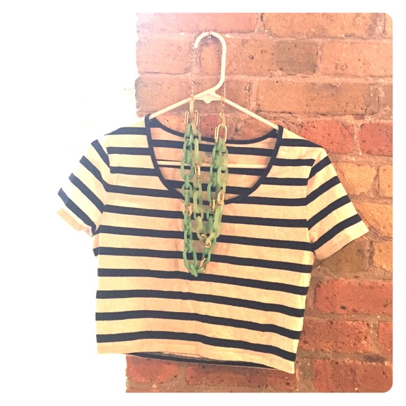 Express navy blue and white crop top