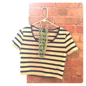 Express navy blue and white crop top