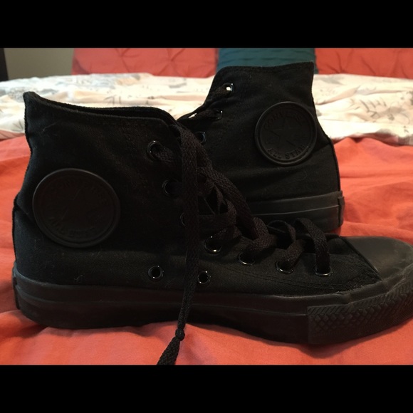 Black/black high top converse