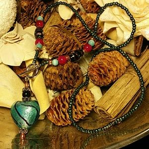 💗Handmade💗heart shape glass pendant necklace