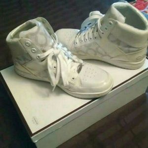 Coach hi-top kicks (white) Read Description!