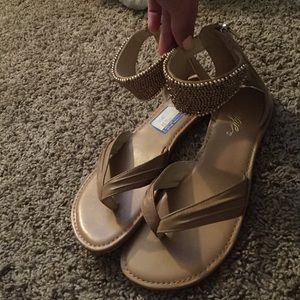 Summer time sandals with beaded ankle wrap!