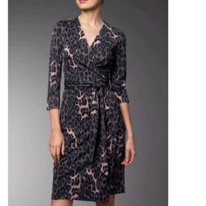 DVF vintage Julian grey leopard wrap dress