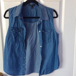 Studded jean vest