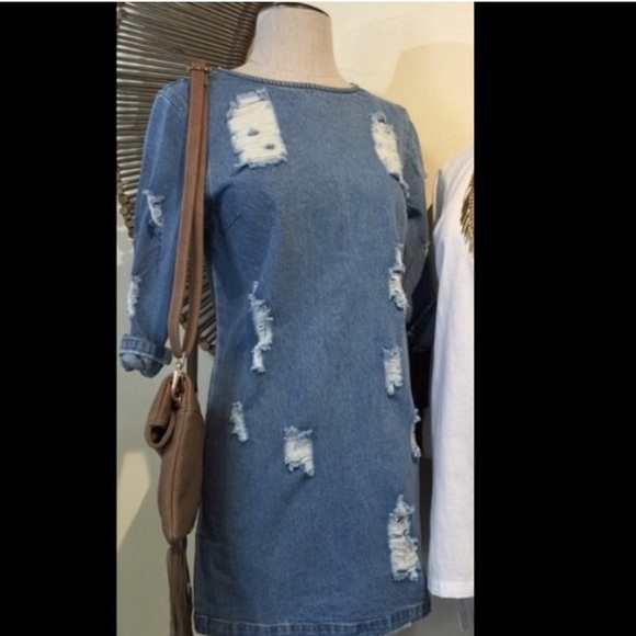 Denim Distressed Dress