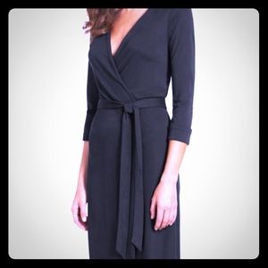 DVF Julian black silk jersey wrap dress