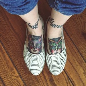 White leather flats!