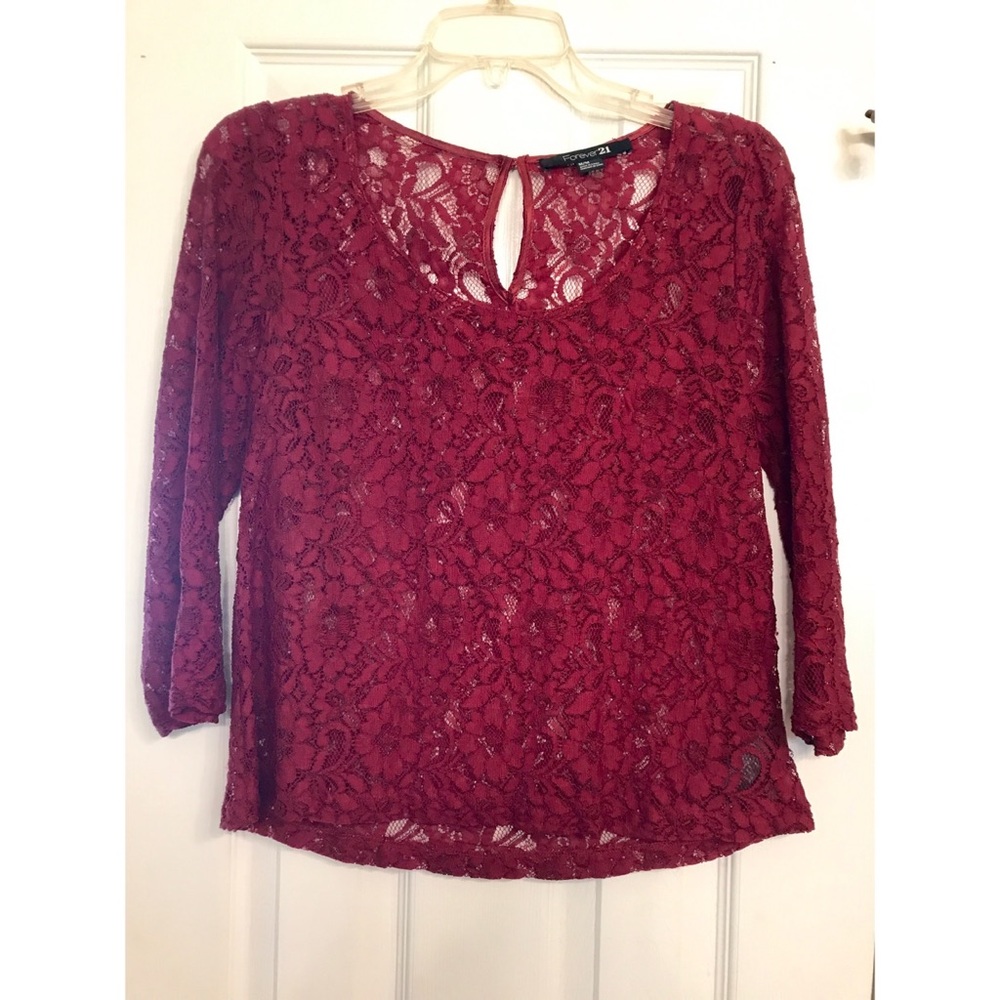 Women's BURGUNDY Lace Top