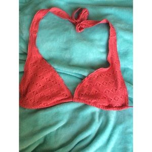 Knit halter bikini top