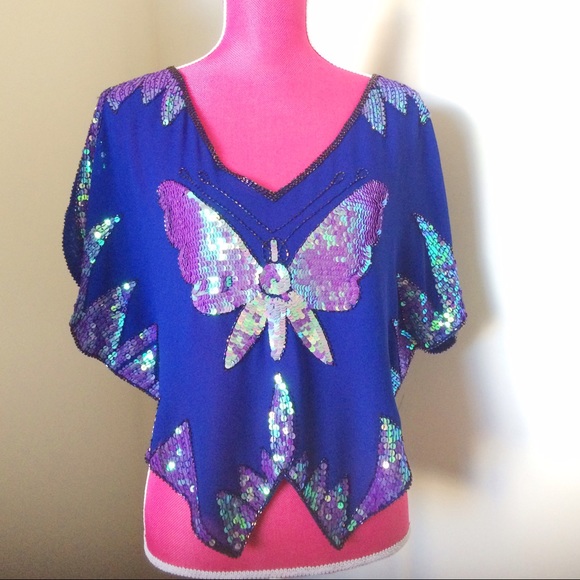 Free People Tops - Free People Cobalt Iridescent Butterfly Top Free People Tops - Free People Cobalt Iridescent Butterfly Top