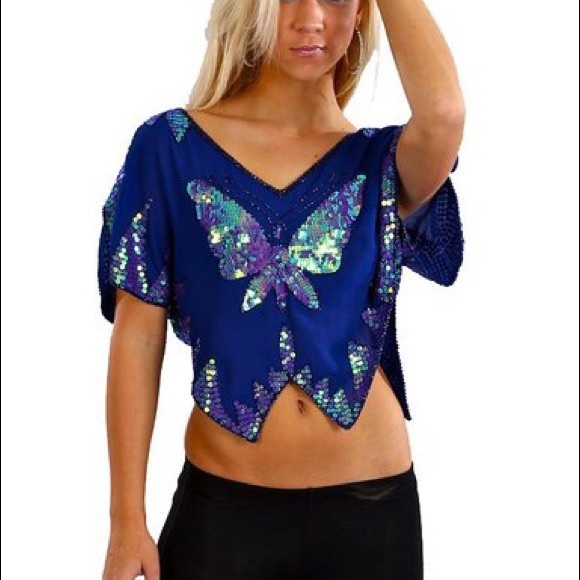 Free People Tops - Free People Cobalt Iridescent Butterfly Top Free People Tops - Free People Cobalt Iridescent Butterfly Top