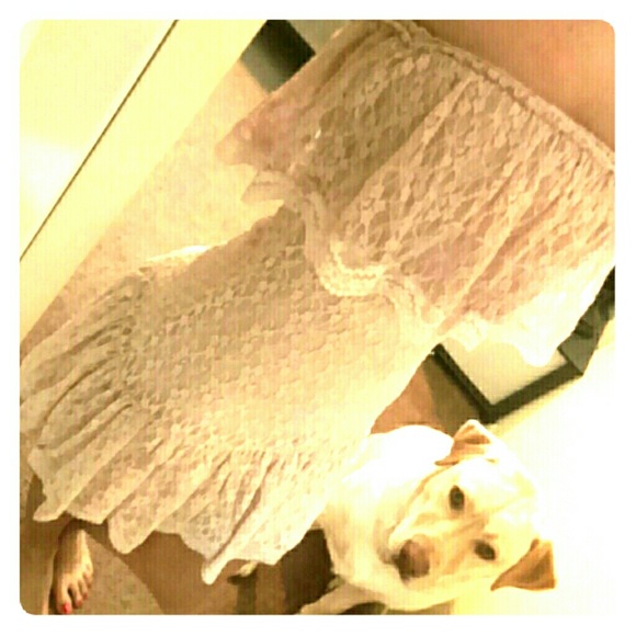Ivory lace strapless moda international dress