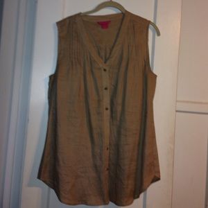 Brown Button No Sleeve Top