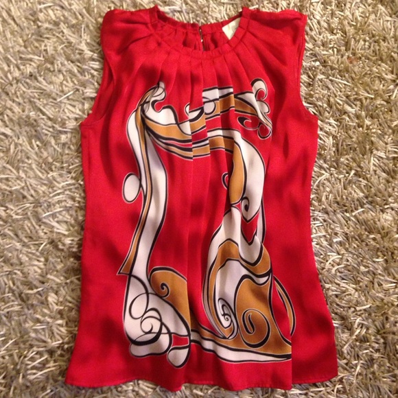 Graphic Silky Blouse (size small Petites)
