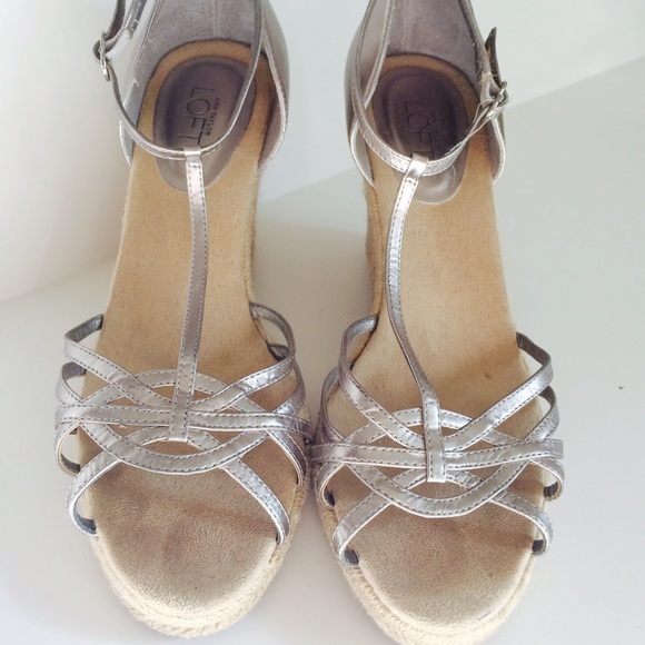 LOFT silver wedge t-strap espadrilles - Picture 2 of 3
