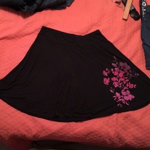 Black stretch skirt with pink/purple flower detail