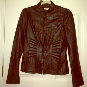 Tahari Chocolate Brown Leather Jacket