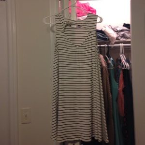 White and black striped swing dress