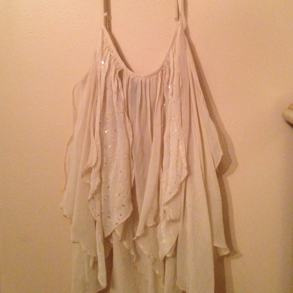 Cream Colored Fashion Tank With Sequins