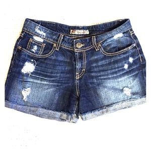 BKE Distressed Dark Washed Denim Shorts