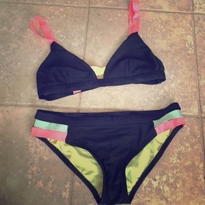 Black and neon swimsuit