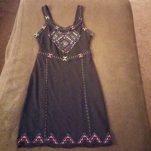 Black embroidered summer dress with back cut outs