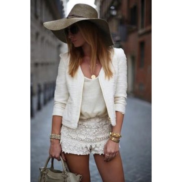 NWOT White lace shorts