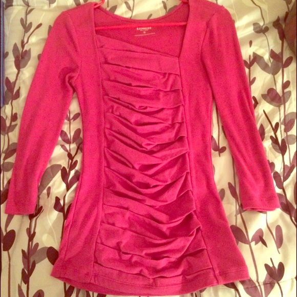 Express Sexy Ruffled Slant Neck Top - Picture 1 of 2