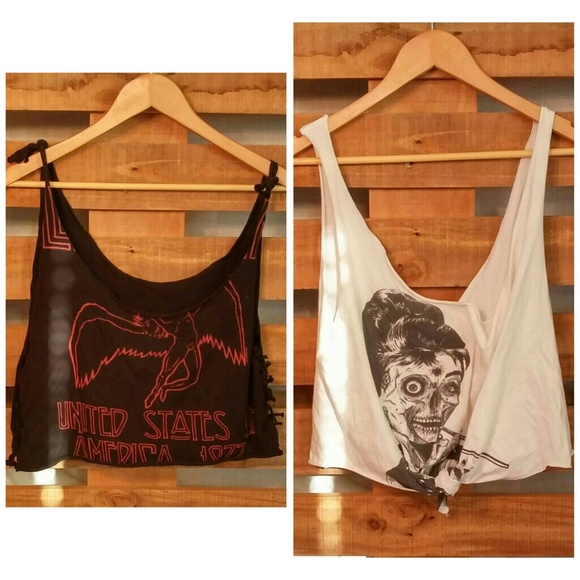 Two upcycled cropped tank tops