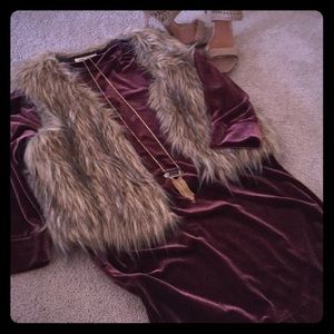 Maroon velvet dress