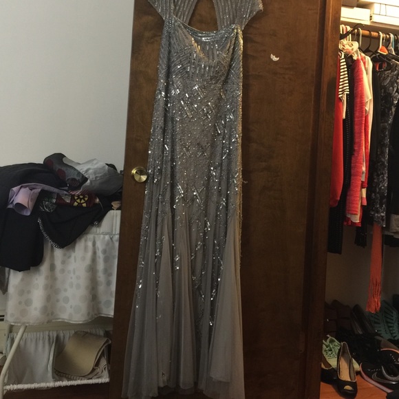 Silver evening gown