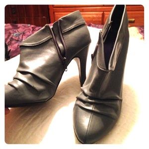 Slouch fold over grey stiletto booties