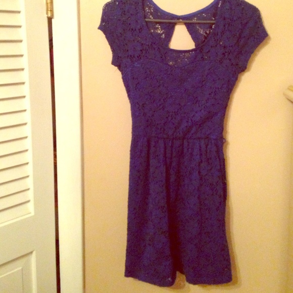 Royal Blue Lace Dress With Open Back