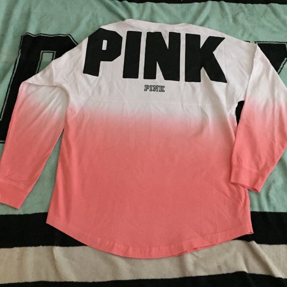 PINK Victoria's Secret Sweaters - NWT Victorias Secret Pink coral ombré varsity crew