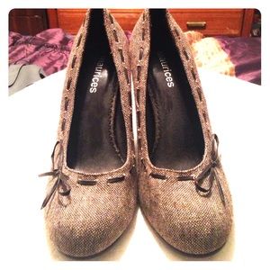 Maurices- Tweed bow heels!