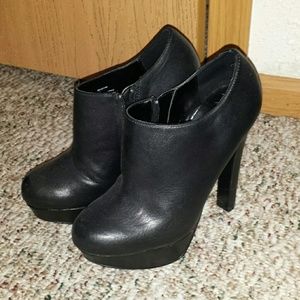 Black platform heeled booties
