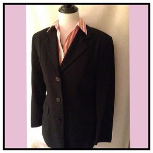 Navy blue pinstripe 3 button jacket classic fit