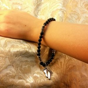 Semi-Precious Black Stone Foot Print Bracelet