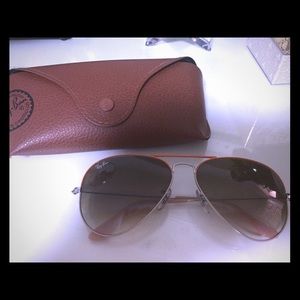 Rayban 58mm aviator silver/orange/beige with brown