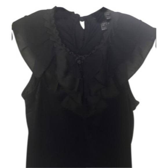 Mango Black Ruffle Top
