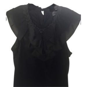 Mango Black Ruffle Top
